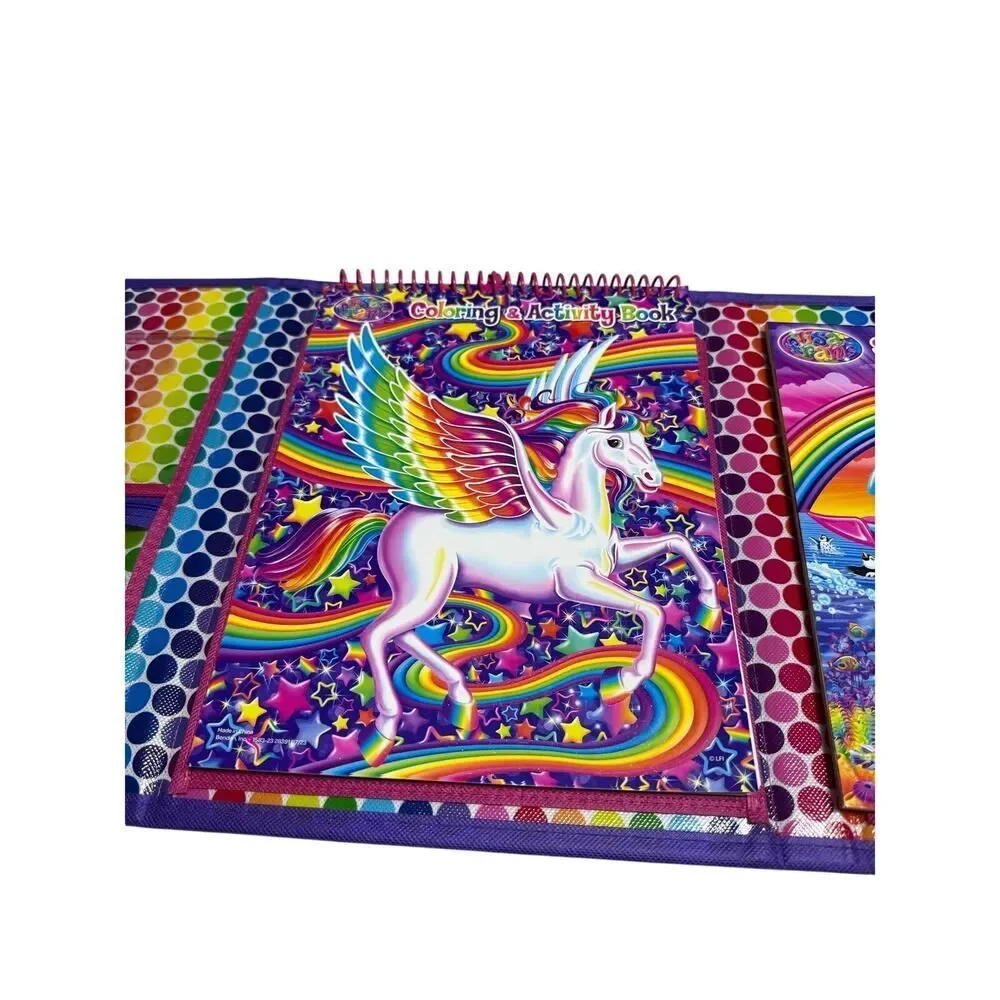 Lisa Frank Pocket Folder Dogs Dolphins Tikanni Art Storage Case Trifold Binder